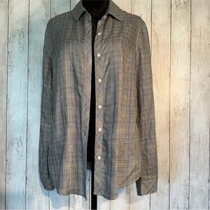 Maison Jules Black and White Checkered Blouse